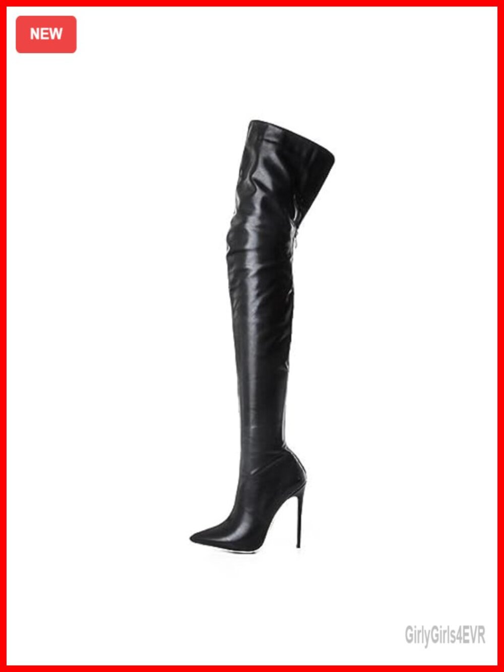 Faux Leather Pointed Toe Over the Knee High Heel Boots